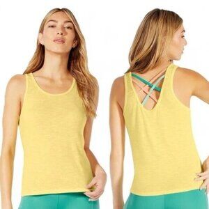 Marika Bailey Tank Top Medium Large Heather Pale Banana Strappy Back MLT5122A